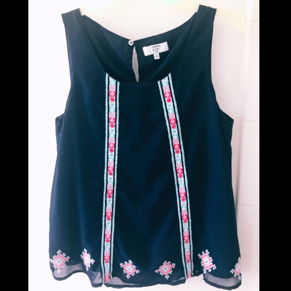 Small Navy Blue Crown & Ivy Tank Top